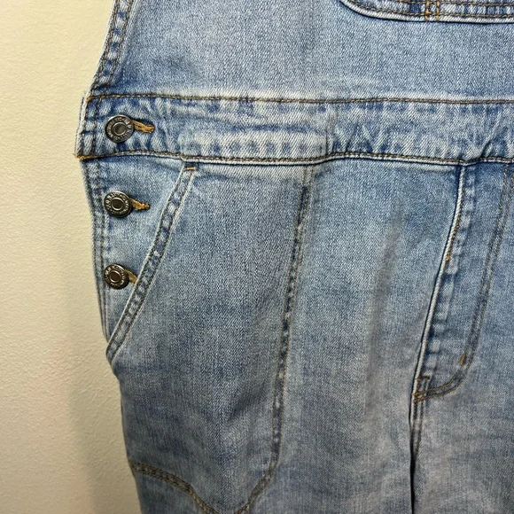 Old Navy Women's Overall Jeans Blue Light Wash Denim Straight Leg Bibs Y2K Sz 18 - Picture 5 of 13